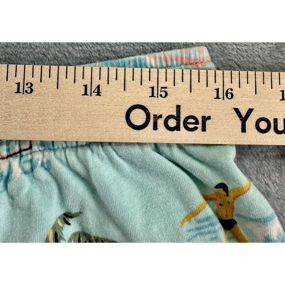 NICK & NORA Flannel Pajama Shorts Men’s Med Aqua Blue Hawaii Toucan Hula Surfer - Picture 5 of 16